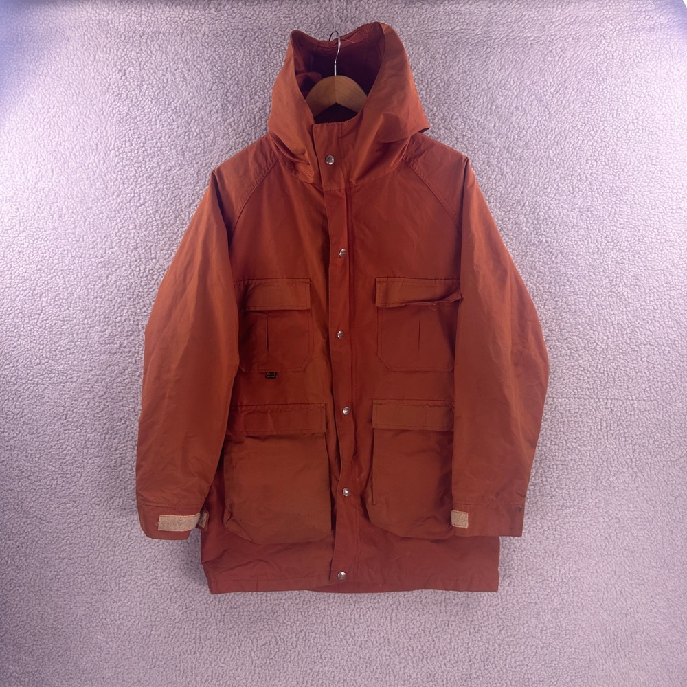 Vintage Woolrich Mountain Parka Jacket Burnt Orange Mens Small Hooded Utility